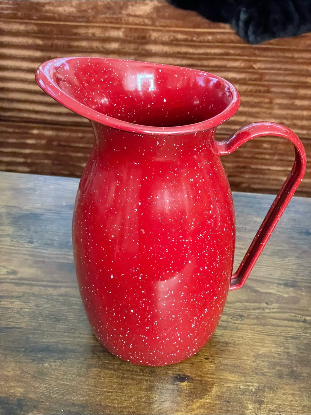 POTTERY BARN Enameled Red Speckled Farmhouse Pitcher Set - Picture 3 of 7
